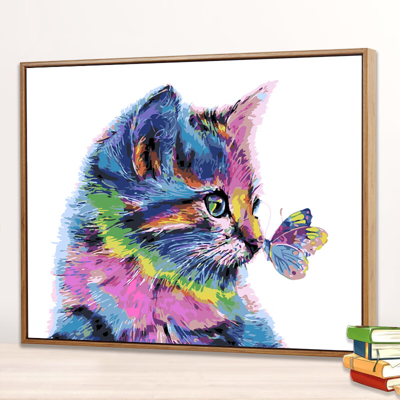 数字油画diy彩虹猫减压简易画卧室装饰画手绘手工填色画卡通猫咪 a765