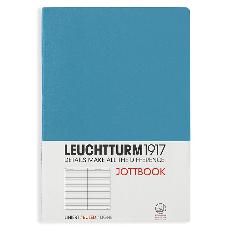 LEUCHTTURM1917笔记本子文具手账记事日记本会议记录商务礼品A5软皮超薄【德国灯塔】北欧蓝空白内页