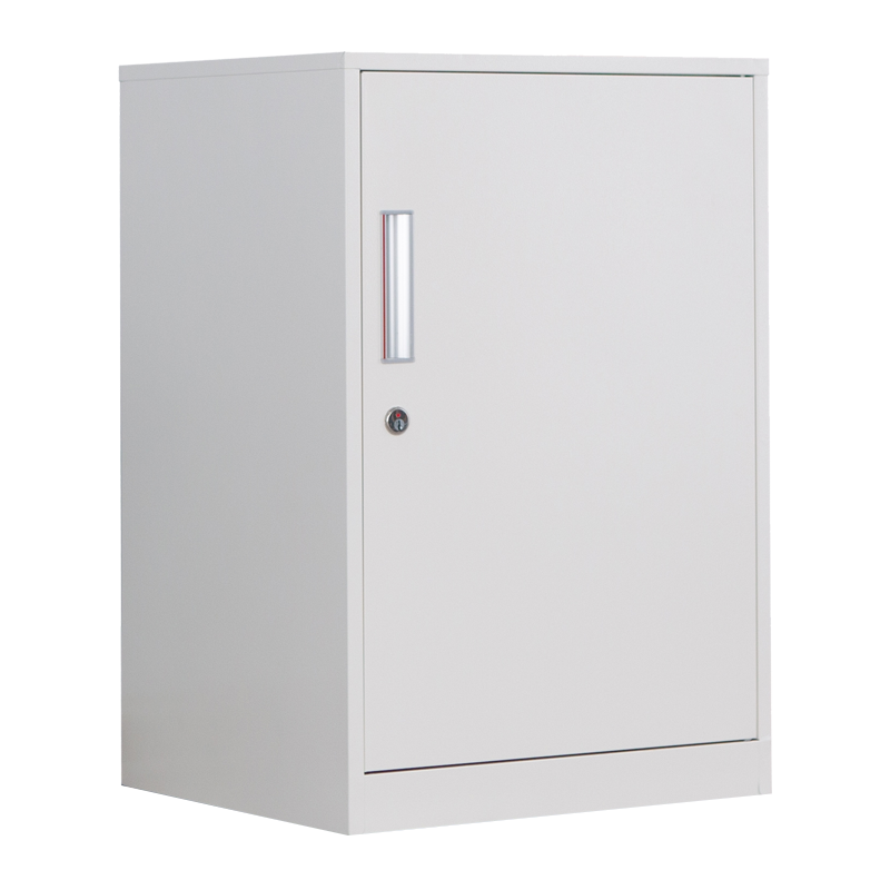 执逸钢制矮柜办公室带抽屉储物柜桌下小柜子多功能柜带锁文件柜铁皮柜 白色单门