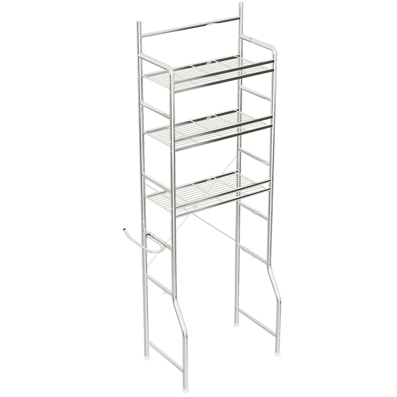 和则兴不锈钢浴室马桶架置物架厕所卫生间洗衣机卫浴脸盆收纳层架 单层不锈钢马桶架(防倒神器+6钩)