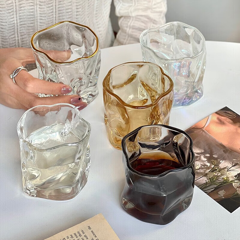 皇家洛克（ROYALLOCKE）日式冰纹杯锤纹洋酒杯子水晶玻璃家用啤酒杯威士忌杯酒杯 随机发一个