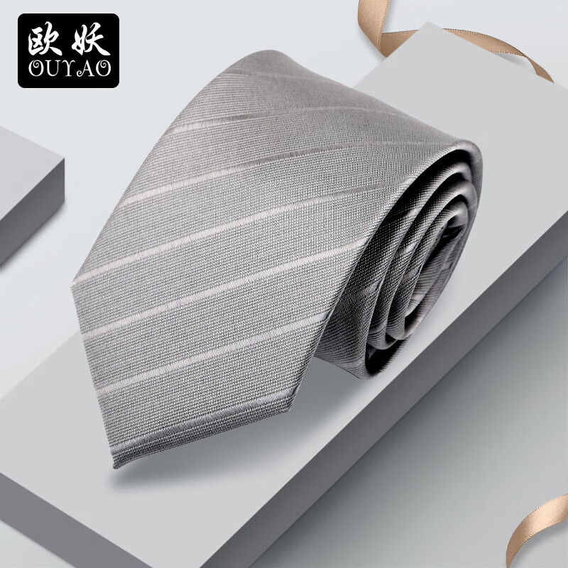 欧妖绅士灰色领带男商务潮流工作上班手系职业衬衫正装男士休闲灰领带
