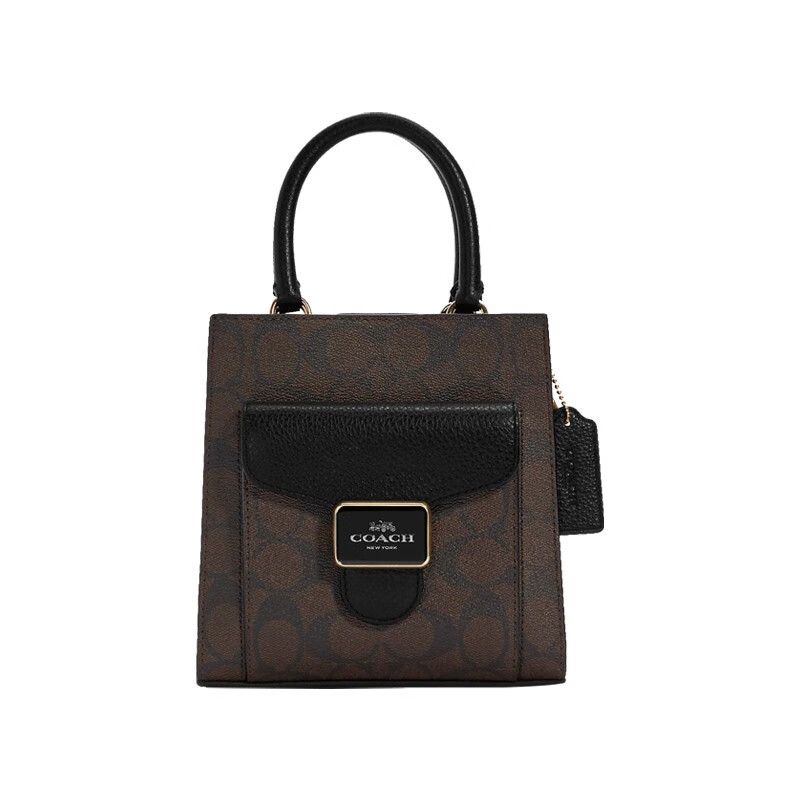 coach蔻驰女包 mini pepper女士经典老花单肩斜挎包手提包 c7228 褐色