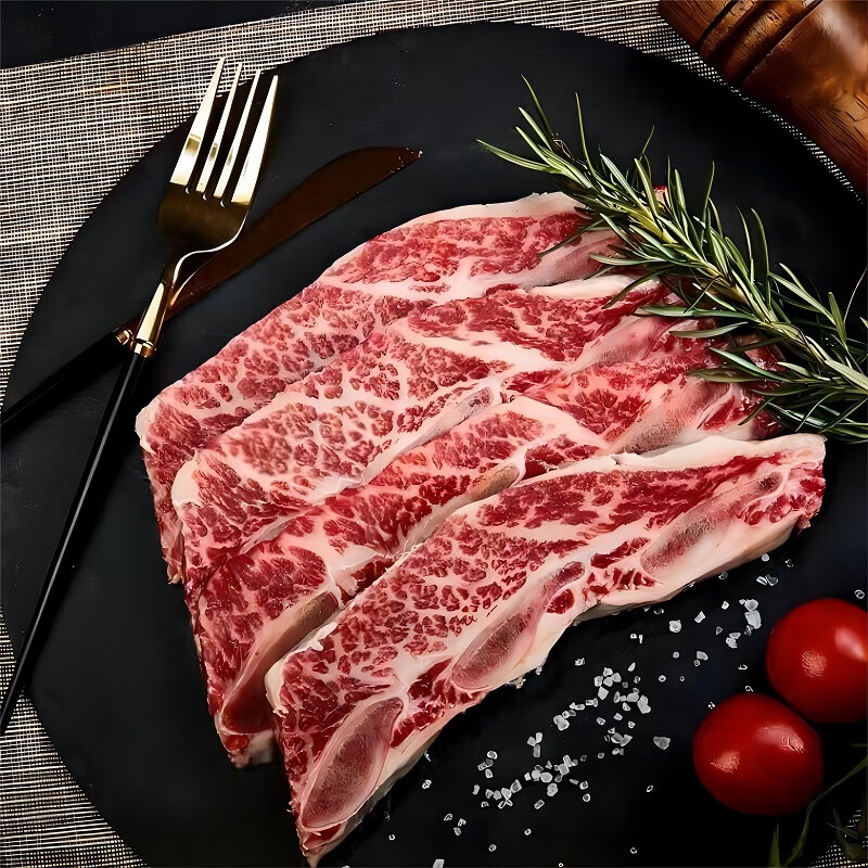 麸食哩澳洲和牛进口雪花m9 牛仔骨 原切新鲜带骨牛小排 烤肉食材 和牛