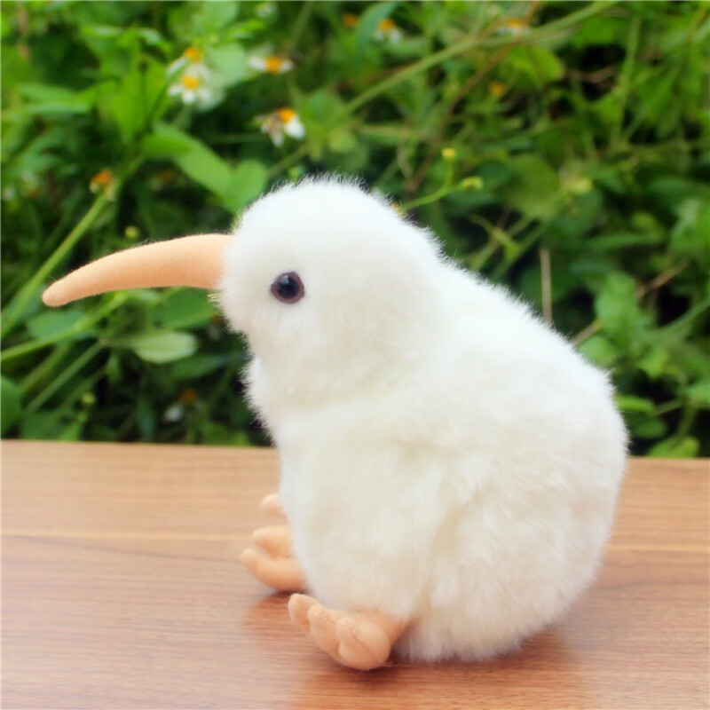 几维鸟公仔 毛绒玩具 仿真kiwi鸟新西兰鹬鸵奇异鸟 白色 小号 坐高15