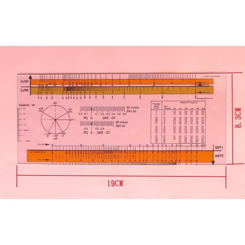 医学院学生专用心电图心率计算尺透明透明pvc材质测量心率尺 透明长