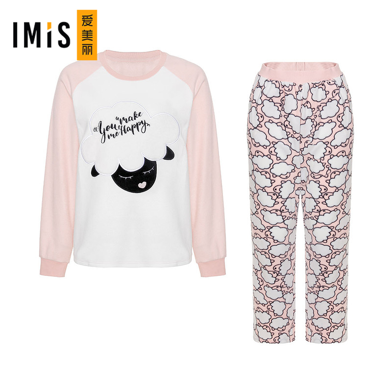 爱美丽imis家居美羊羊圆领套头长袖上衣长裤套装im46atr2 粉色d2b 155