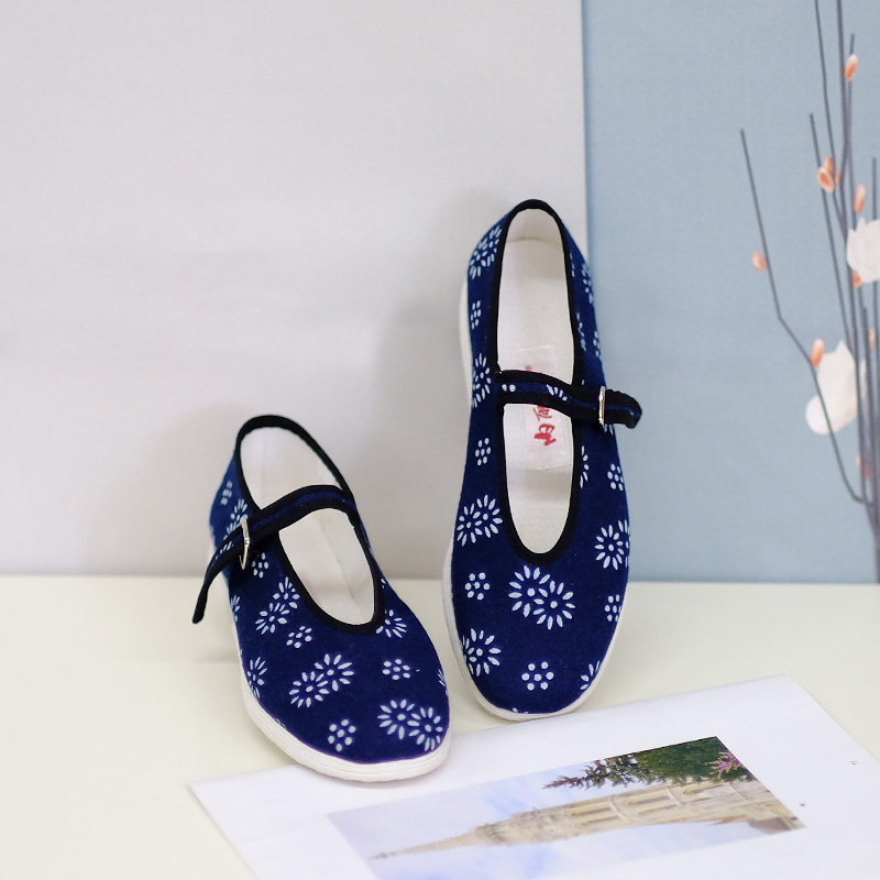 内联升 老北京布鞋 女鞋 帆布鞋舒适休闲鞋千层底加密腊染木兰8215a