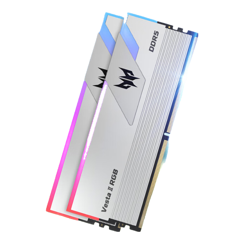 PREDATOR 宏碁掠夺者 Vesta II 炫光星舰系列 DDR5 7200MHz RGB 台式机内存 灯条 银色 32GB 16GBx2 C34