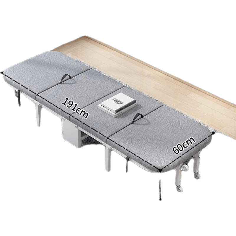 斯驼尔 单人折叠床办公室午休家用简易床午睡神器出租房便携陪护四折铁床 60CM宽舒适棉麻【海绵床垫】款
