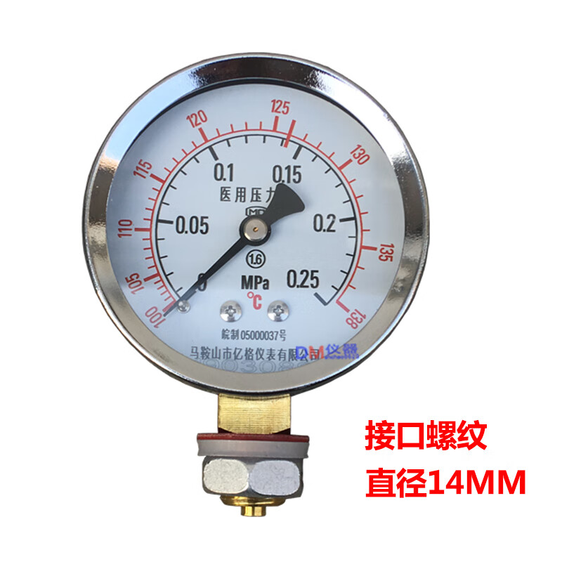 手提式高压力消毒锅气表锅器双刻度压力表0-0.