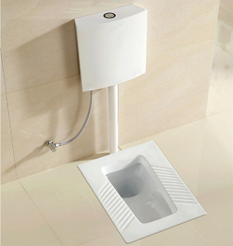 便器水箱套装自动感应大便器手按脚踏便池卫生间蹲坑 带弯前出水 水箱