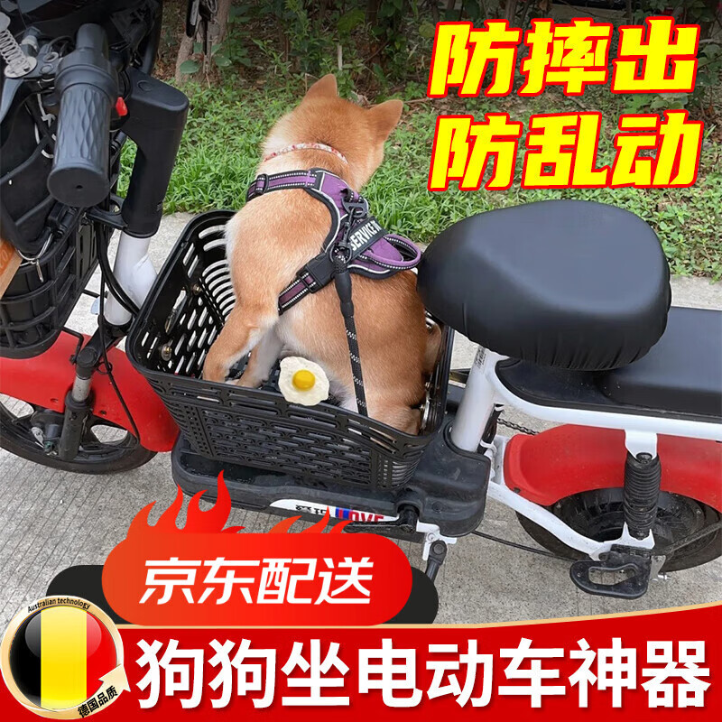 狗狗坐电动车外出神器带狗车筐宠物狗坐电瓶车座椅固定安全带防摔