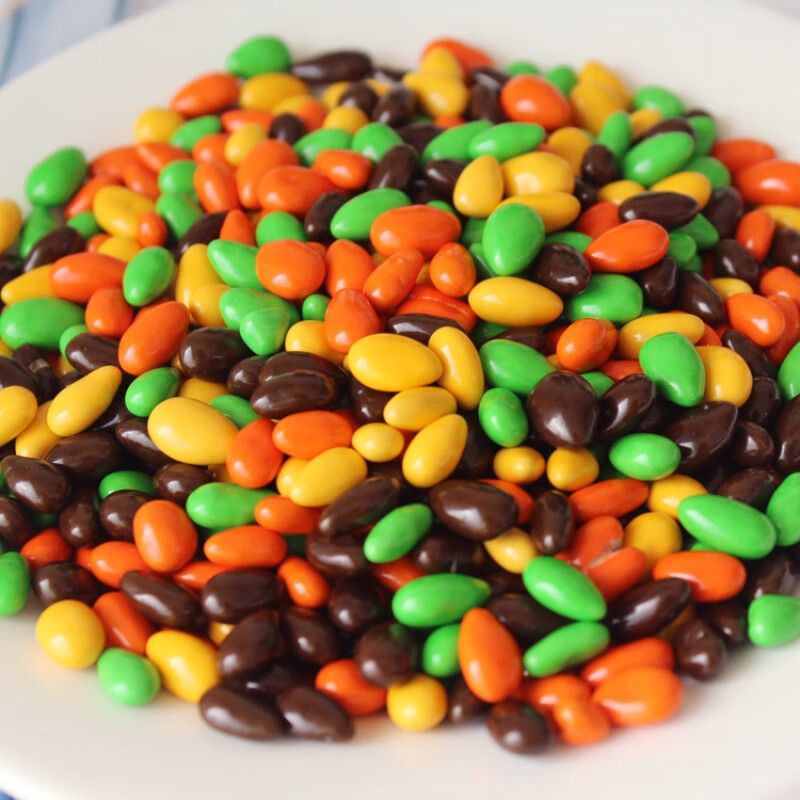 宜享健康瓜子仁夹心巧克力豆克瓶彩色果仁巧克力糖豆可爱点缀糖