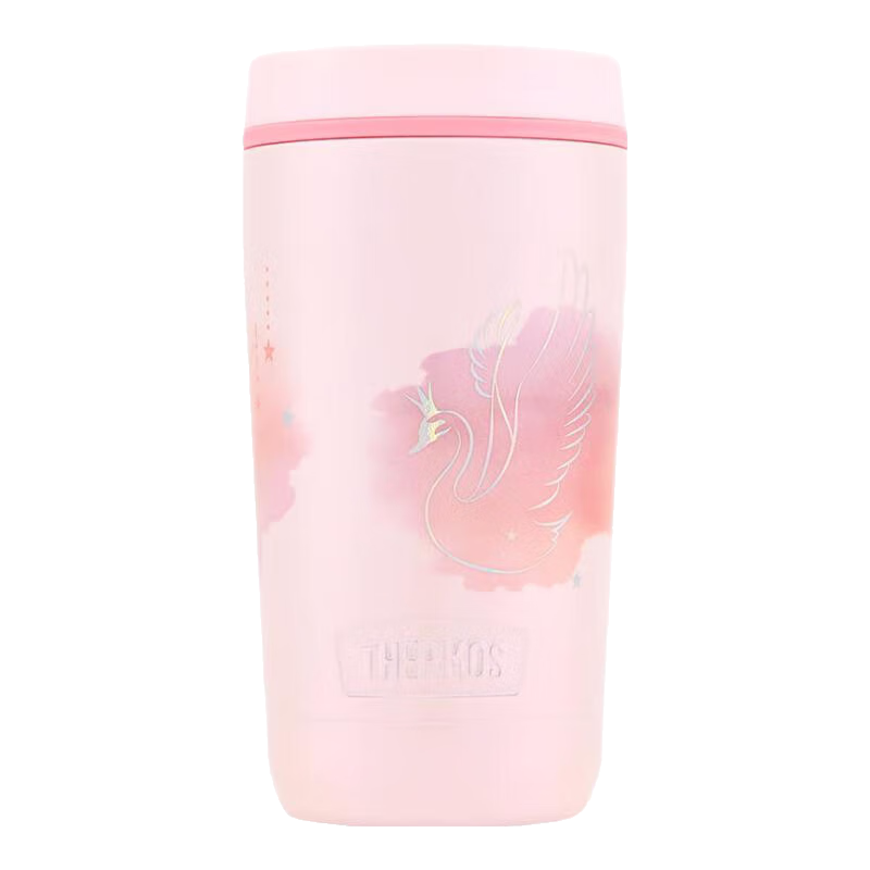 膳魔师（THERMOS）不锈钢保温杯女士芭蕾系列便携咖啡杯子高颜值情侣水杯生日礼物 浪漫粉 420ml 随行杯