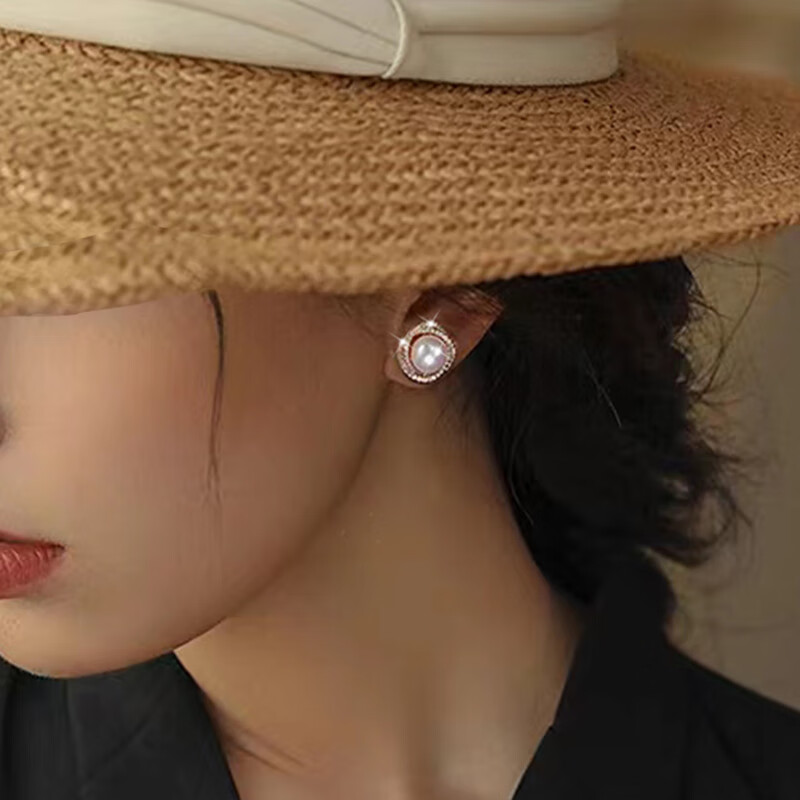 VENUS ADELINE淡水珍珠耳环女银针大颗螺旋轻奢高级感妈妈耳饰气质耳钉女友礼物 金色送女友老婆闺蜜实用圣诞礼盒
