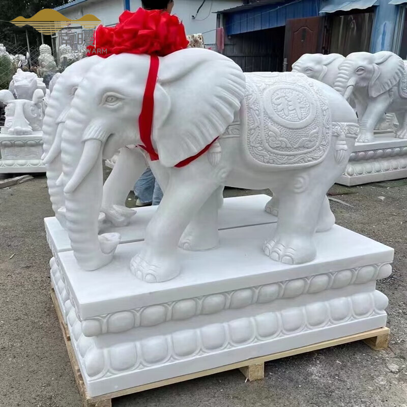 广西汉白玉高40cm一对