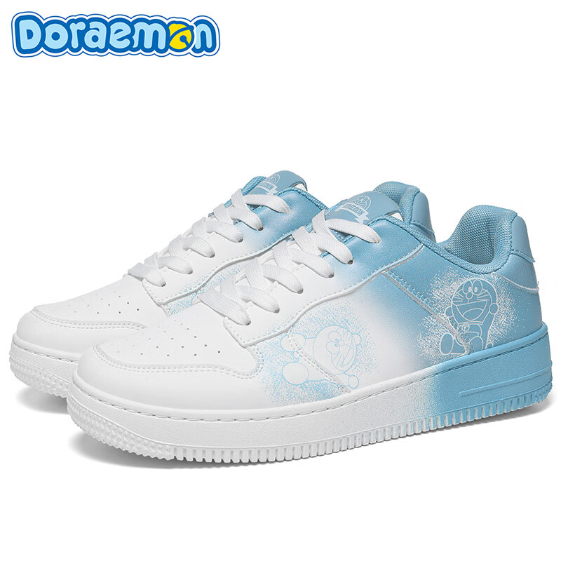 哆啦A梦男鞋低帮板鞋秋季新款渐变涂鸦鞋子男款百搭情侣鞋运动休闲鞋 渐变蓝 42