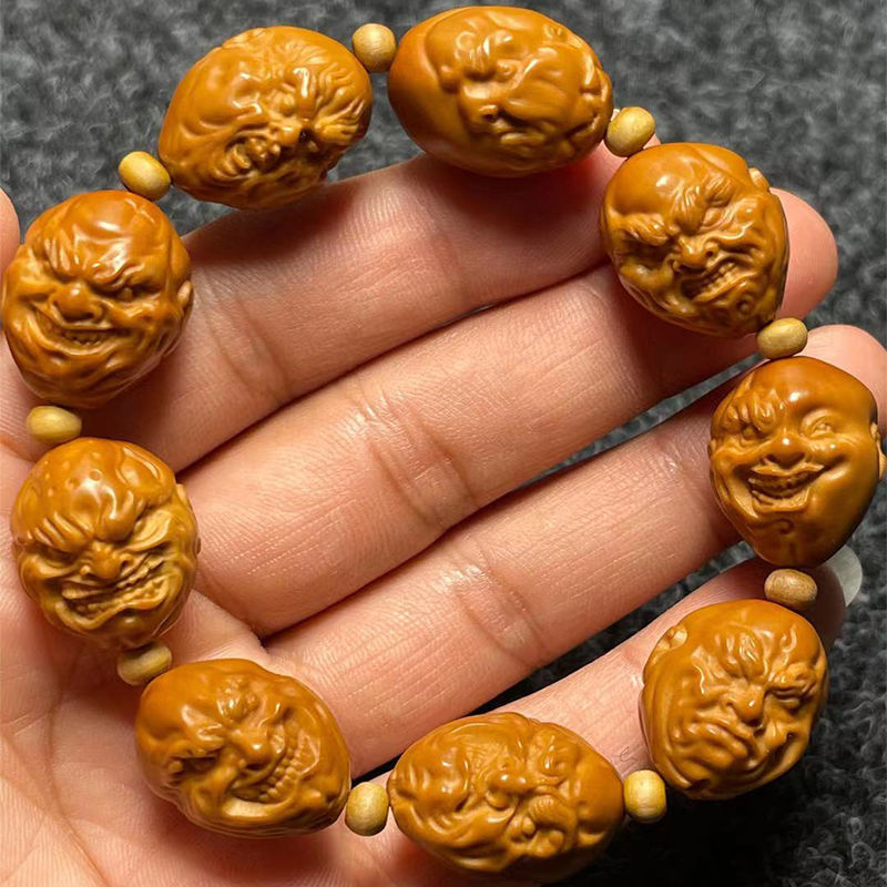 贻贝橄榄核手串 八大恶僧佛爷老油核橄榄胡核雕南工文玩手工手把件手