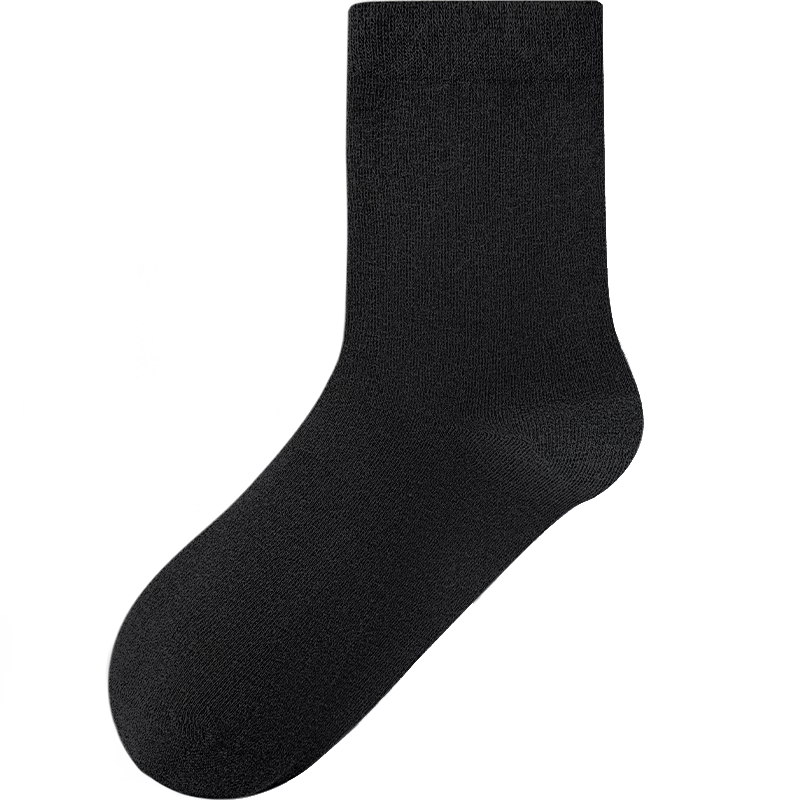 有棵树【纯棉商务】男士袜子男10A抗菌防臭中筒袜吸汗透气秋冬季长袜 黑色+黑色+黑色+黑色+黑色 5双 均码