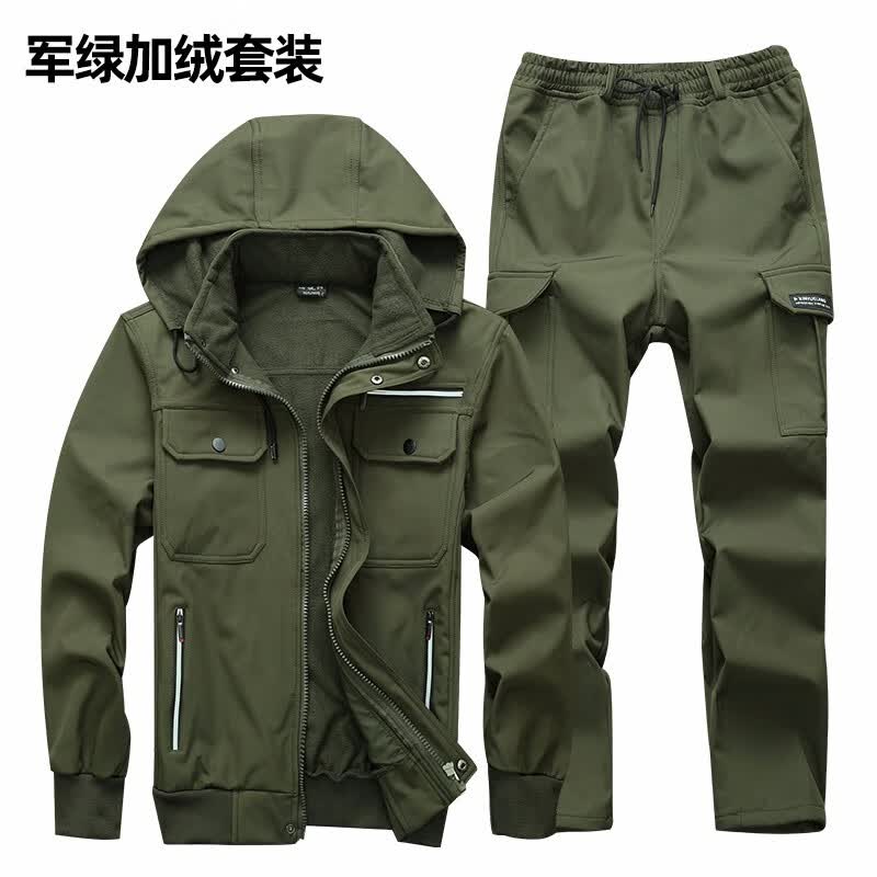 郗德鑫冬季加绒工作服套装保暖弹力男加厚耐磨劳保服电焊工服防水防风防寒反光迷彩服户外 军绿色 3XL/185（建议165-180斤）高性价比高么？