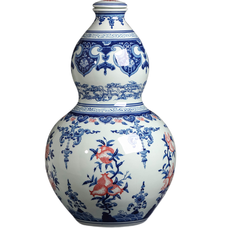 乾圖公坊  景德鎮(zhèn)陶瓷酒壇酒缸20斤裝仿古密封白酒罐手繪青花釉里紅泡酒瓶 20斤釉里紅冬瓜瓶