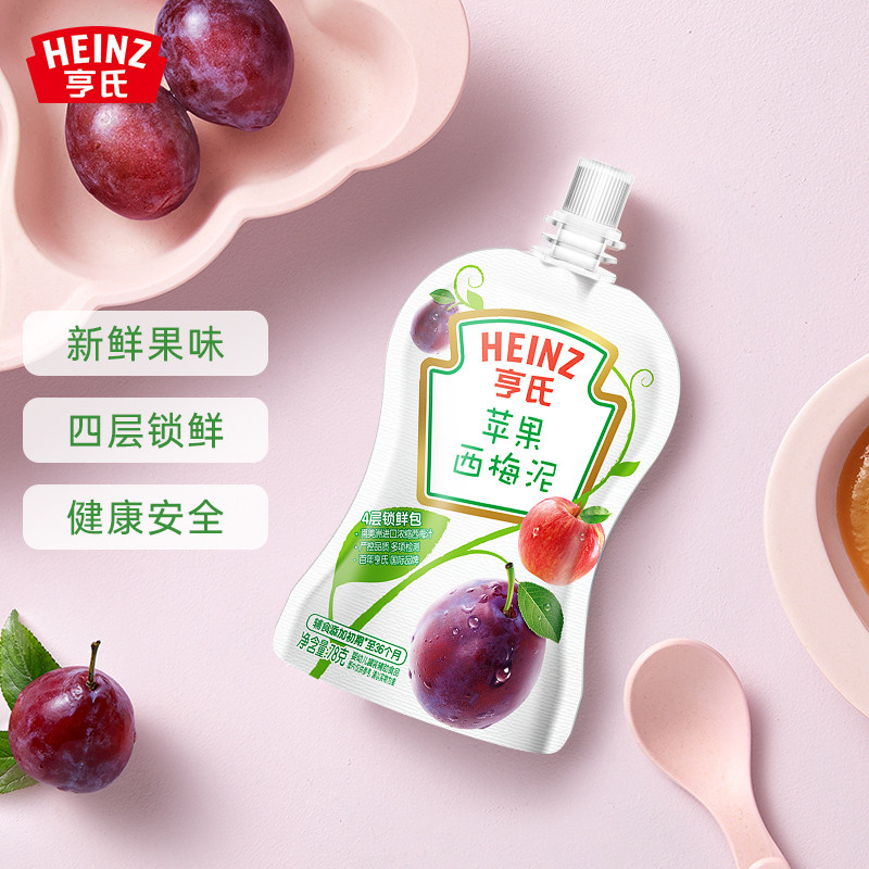亨氏 (Heinz) 超金苹果西梅泥78g (婴儿辅食果泥果汁泥 佐餐泥 宝宝辅食添加初期-36个月适用)