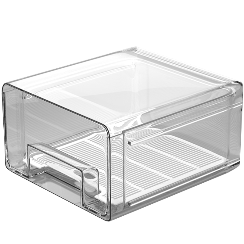 sungsa 日本抽屉式冰箱收纳盒冷冻盒食品级冰箱储物盒大保鲜盒鸡蛋盒瓜果蔬菜整理盒带沥水盘 5.2L单层抽屉（食品级PET高透1个装）