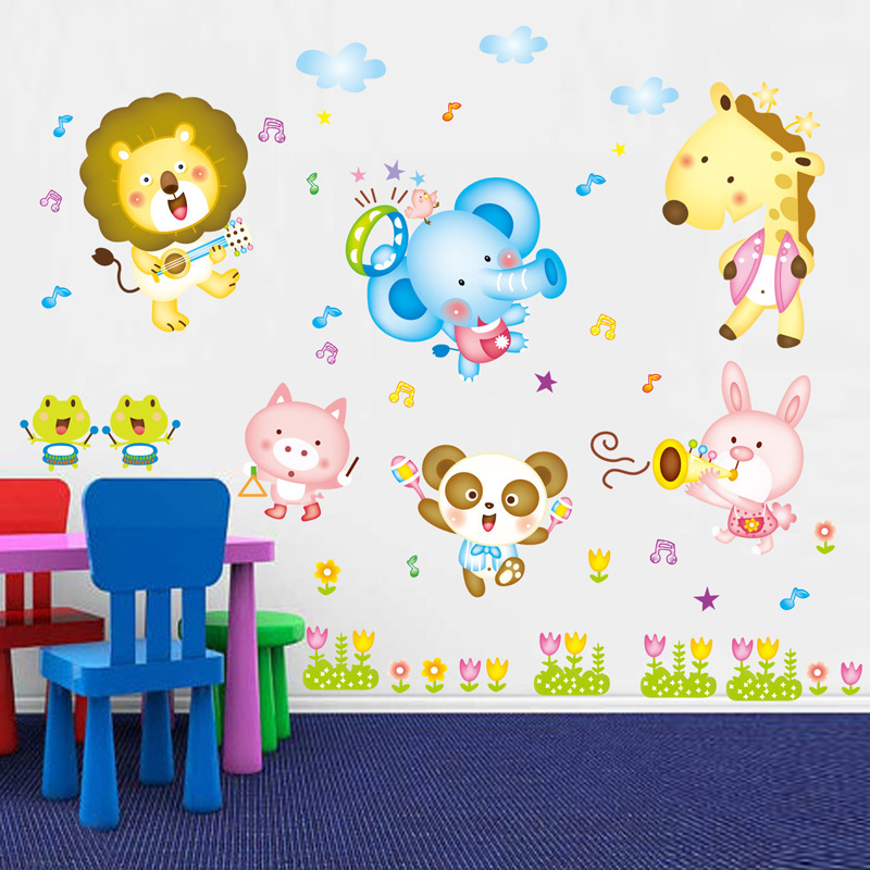 云创典 创意墙壁装饰墙贴 儿童卡通贴纸 动物世界生动墙贴 儿童房卧室