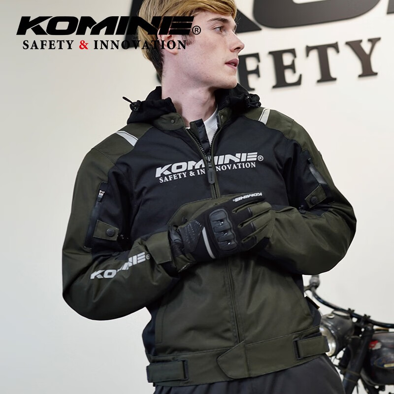 KOMINE SAFETY&INNOVATION秋冬骑士夹克男女同款城市通勤摩托机车防水骑行服防风休闲 JK-59 橄榄绿 L