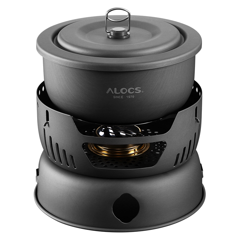 愛路客（ALOCS）戶外多功能鍋爐具套裝 燃氣酒精圍爐一體湯鍋煎鍋露營鍋具套裝