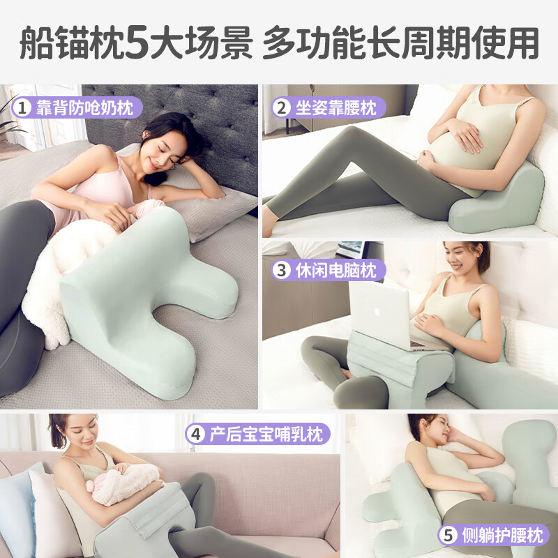 健蕴美MWB孕妇枕护腰侧睡枕靠枕背垫多功能孕妇枕头哺乳枕孕妈妈礼物 船锚哺乳多用枕(海洋蓝)