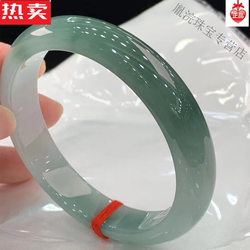 snqp冰种蓝水油青翡翠手镯细圆条飘花贵妃镯年轻款叮当镯子送礼物 53