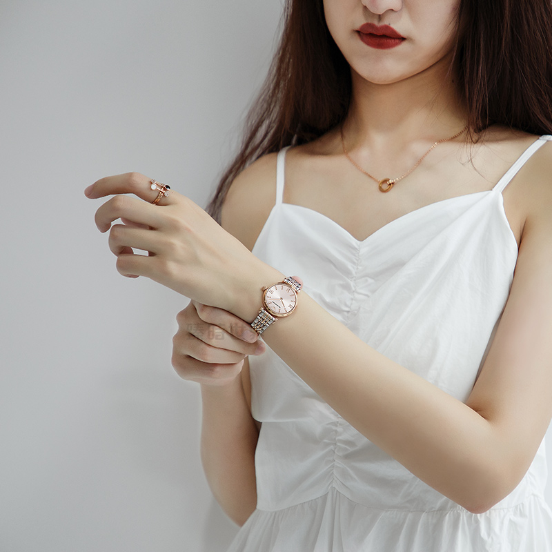 EMPORIO ARMANI阿玛尼手表女士欧美表石英时尚商务钢带腕表情人节520礼物送女友 满天星撞色AR11223【店长力荐】