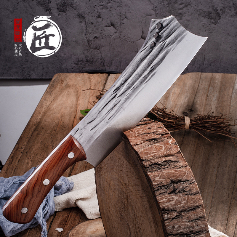 拙匠龙泉家用手工锻打砍骨刀斩骨刀锤纹菜刀厨房锋利耐用中式厨师刀具