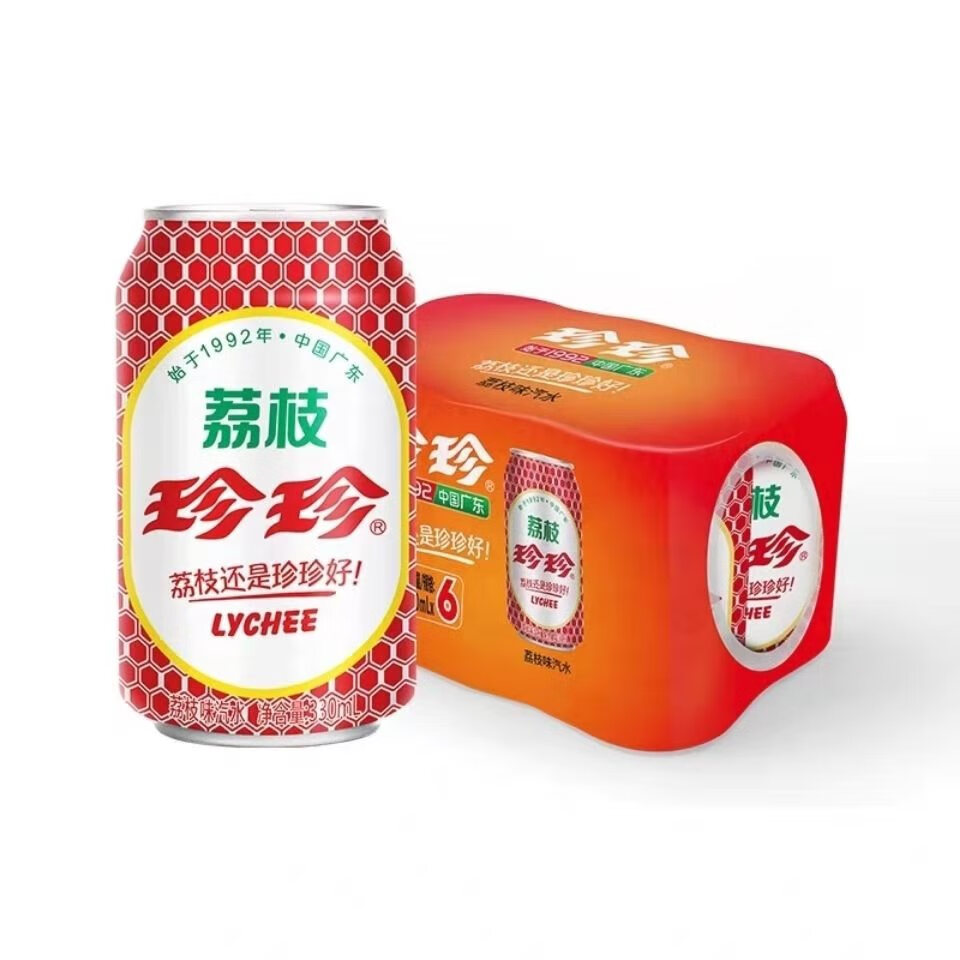 tlxt珍珍荔枝味饮料经典拉罐碳酸饮品东北老汽水330ml听装 珍珍330
