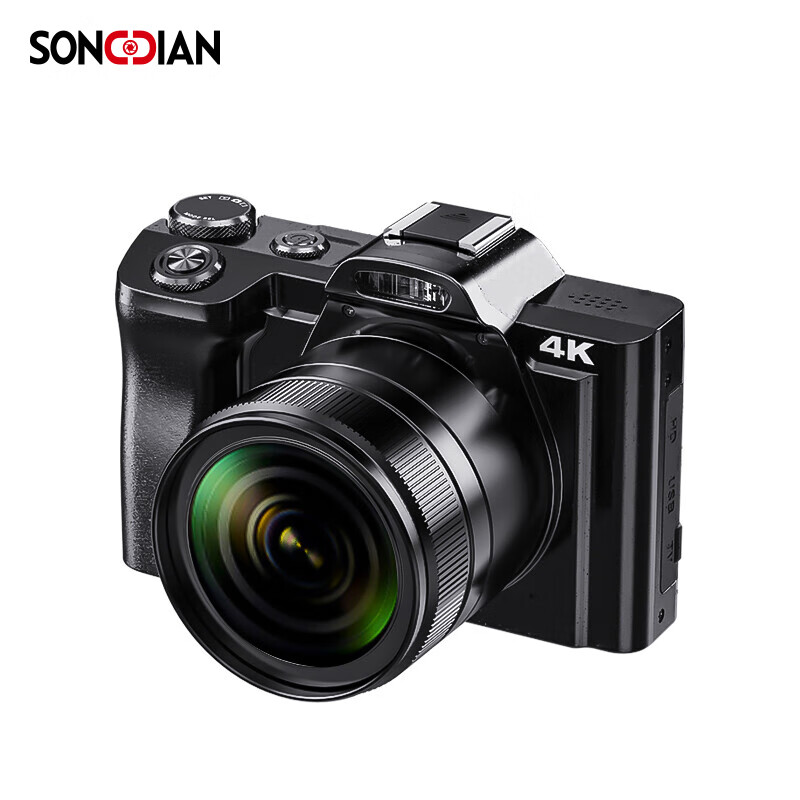 松典（SONGDIAN）数码相机入门级微单照相机ccd学生4K高清便携 DC201 4K标配+广角镜+补光灯 128G内存主图0
