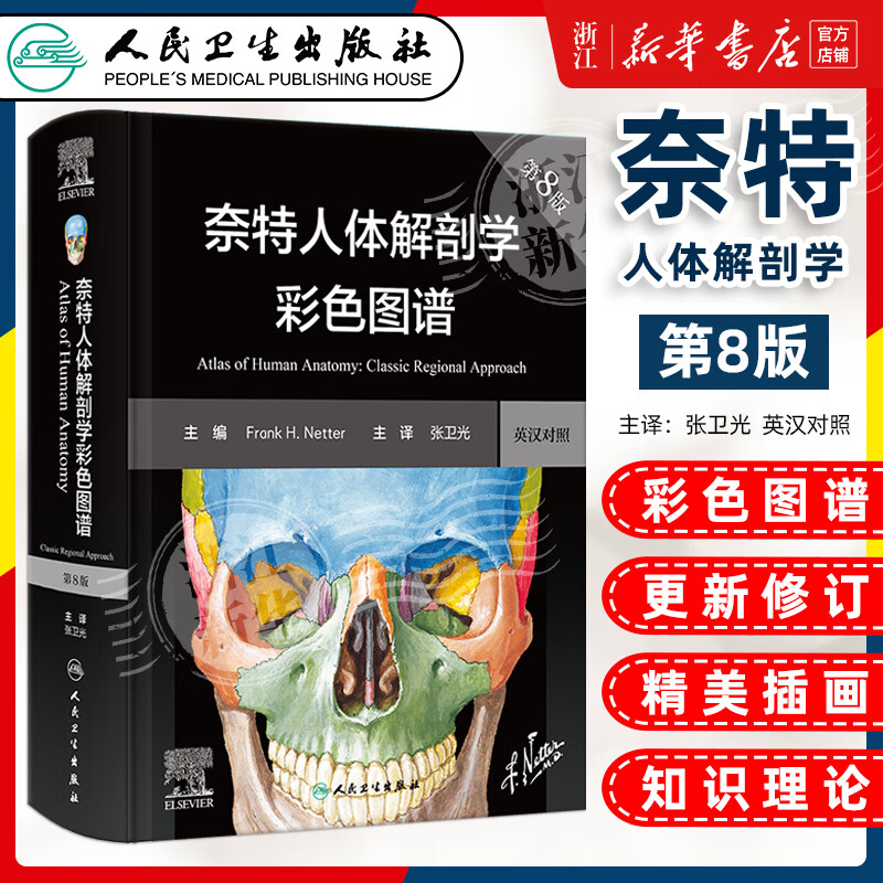 奈特人体解剖学图谱 第八版8人卫彩色局部影像格氏骨骼结构神经临床