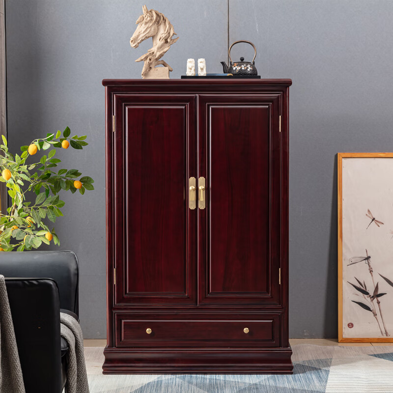 全樟木老樟木衣柜实木衣柜储物柜实木衣柜防虫防蛀防潮 新樟木古红色