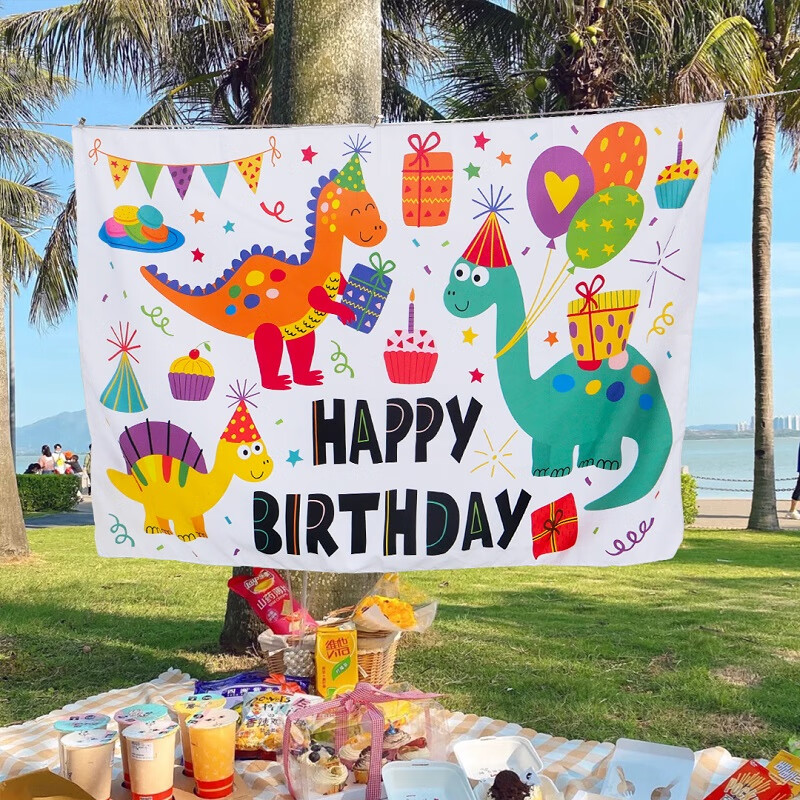 飞玥宝2岁生日布置男孩儿童男女宝宝2周岁1345背景墙挂布海报装饰 三