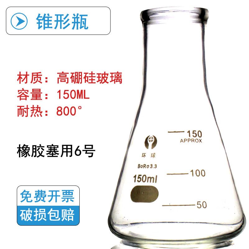 尖工数码玻璃锥形瓶带塞子三角烧瓶化学实验室玻璃器皿教学仪器器材高