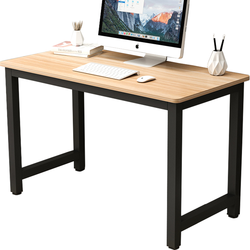 初学者 电脑桌台式小户型卧室小桌子家用书桌简约办公学习长条桌 木纹黑架单桌80*50*74