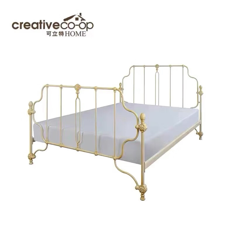 8 可立特法式复古米白色金属床架轻奢做旧铁艺床多尺寸主卧床床 1.