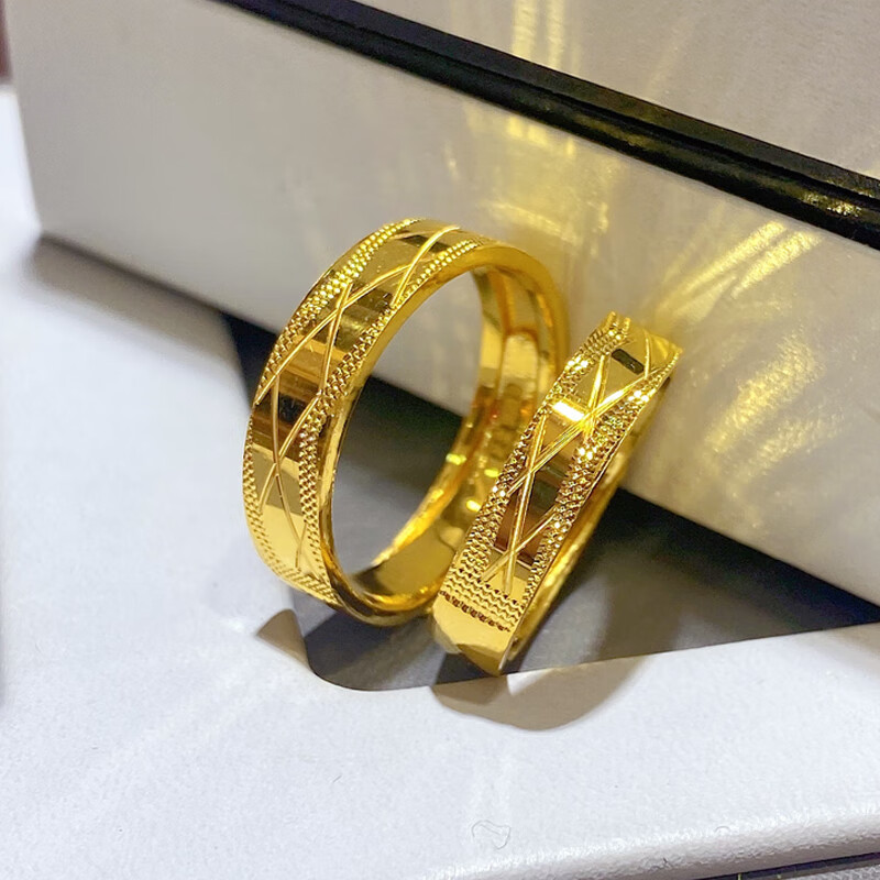 恋柯黄金对戒情侣一对9999足金戒指活口2023年新款夫妻结婚纪念日礼物