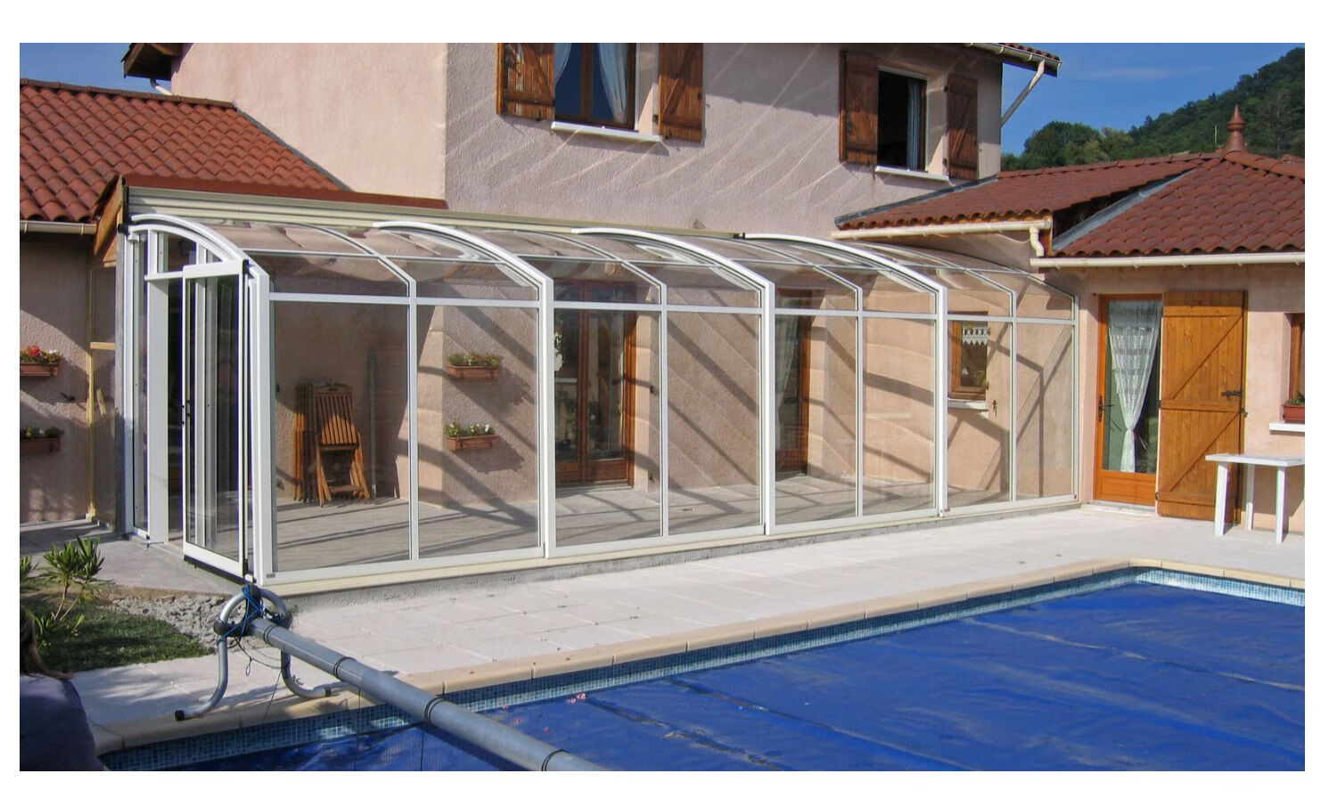 仁聚益可折叠移动阳光房户外露台电动智能伸缩别墅花园泳池阳光房定制