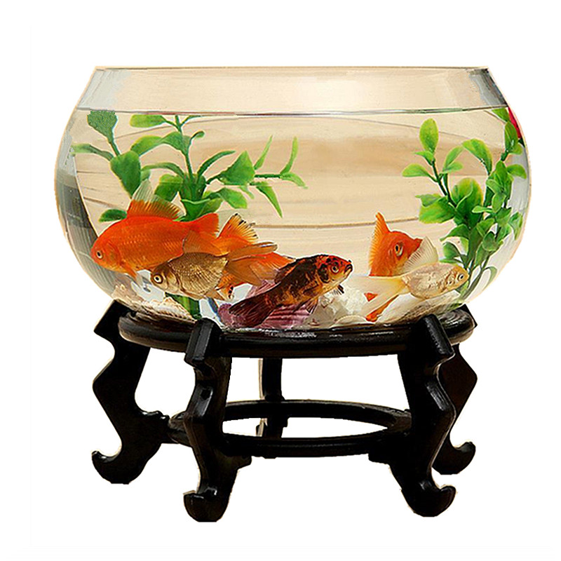 虹锲防摔鱼缸玻璃鱼缸圆形透明 生态创意鱼缸裸缸桌面加厚玻璃鼓缸 金