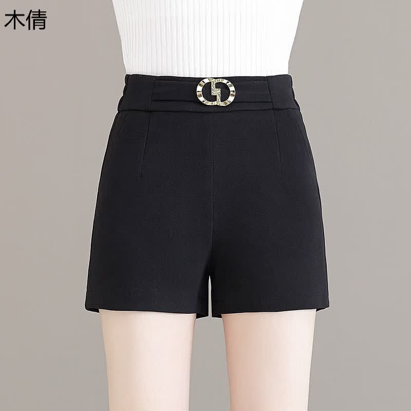 木倩毛呢短裤女2023秋冬新款松紧高腰显瘦百搭a字直筒呢子外穿靴裤子 黑色 M/27(体重95-105)使用感如何?