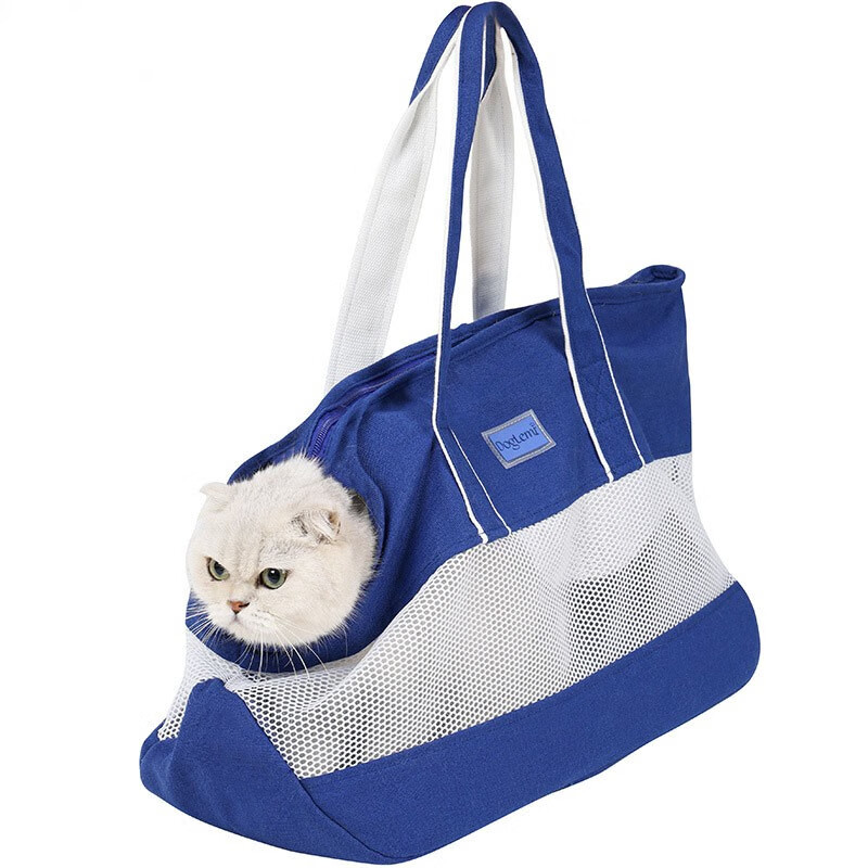 小清新宠物包包 便携外出猫咪狗狗时尚帆布包 透气猫袋狗包DogLemi 蓝色（建议20斤以内使用）