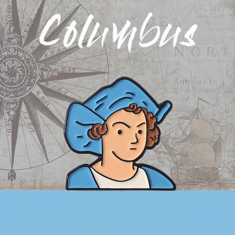 学科合集卡通徽章胸针考试考研逢考必过包饰品送人礼物 (地理)哥伦布