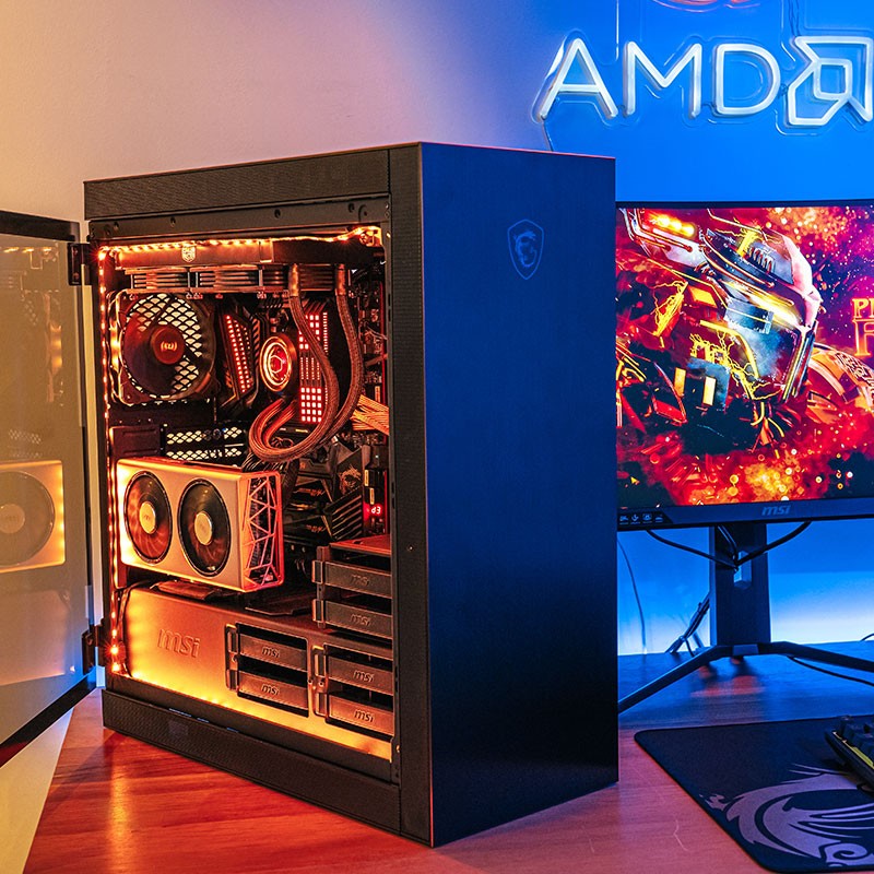 微星(MSI)黑金佩龙斧 游戏办公台式电脑主机eatx机箱 (预装3风扇/支持显卡竖置/ace主板/3080显卡/360水冷)